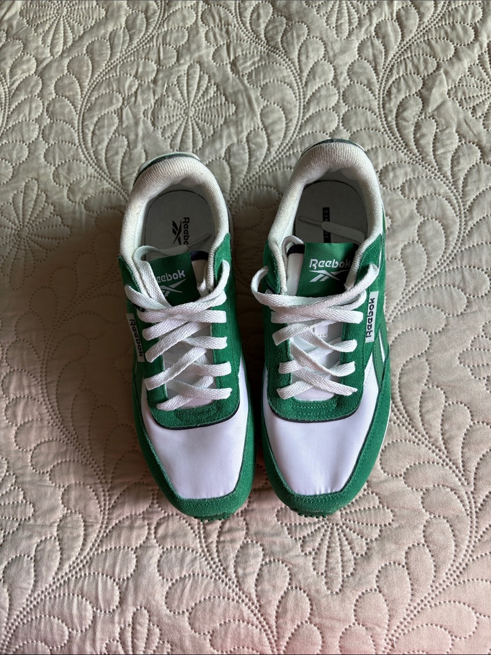 Reebok Kids White and Green Retro Trainer Sneakers